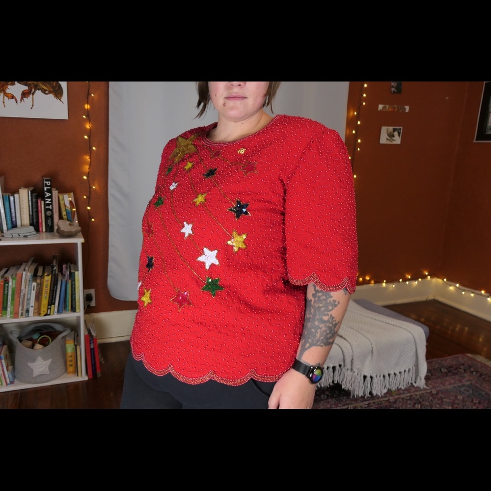 vintage plus size XL Creative Touch beaded top